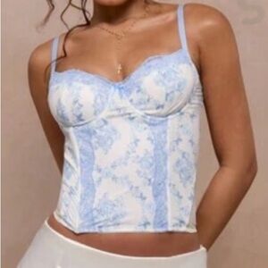 Blue Floral corset Tank